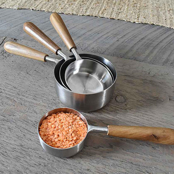 teak wood and stainless steel measuring cups – fort & field