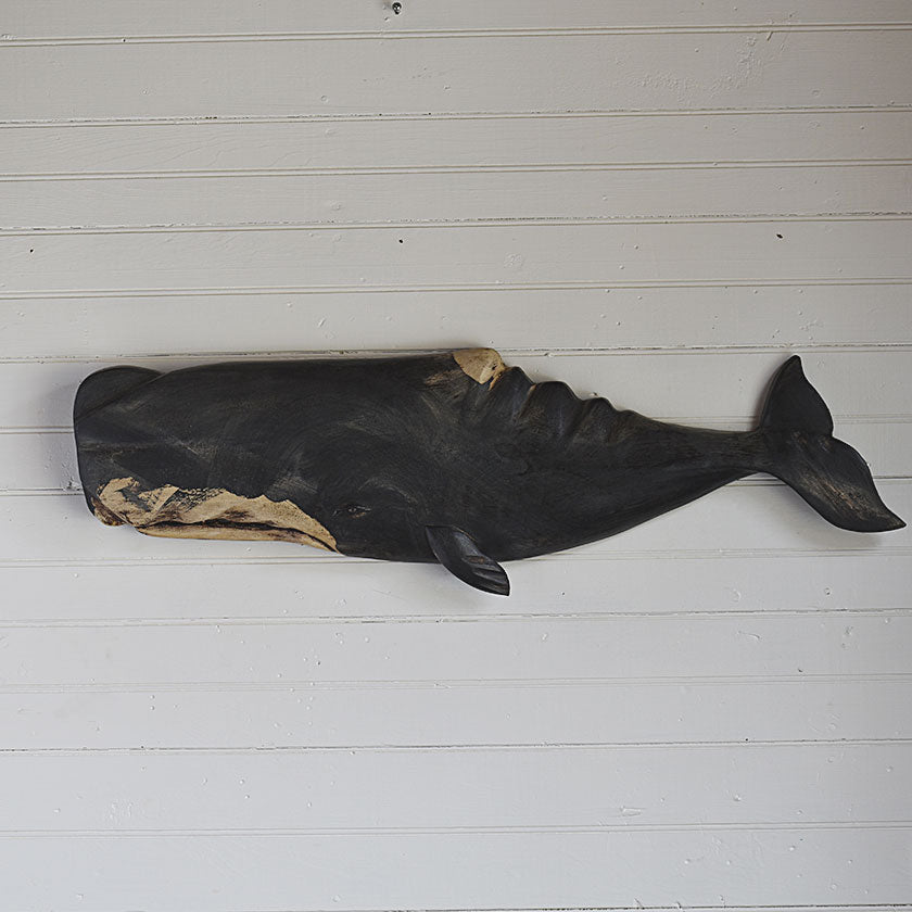 Hand-Carved Whale Wall Plaque