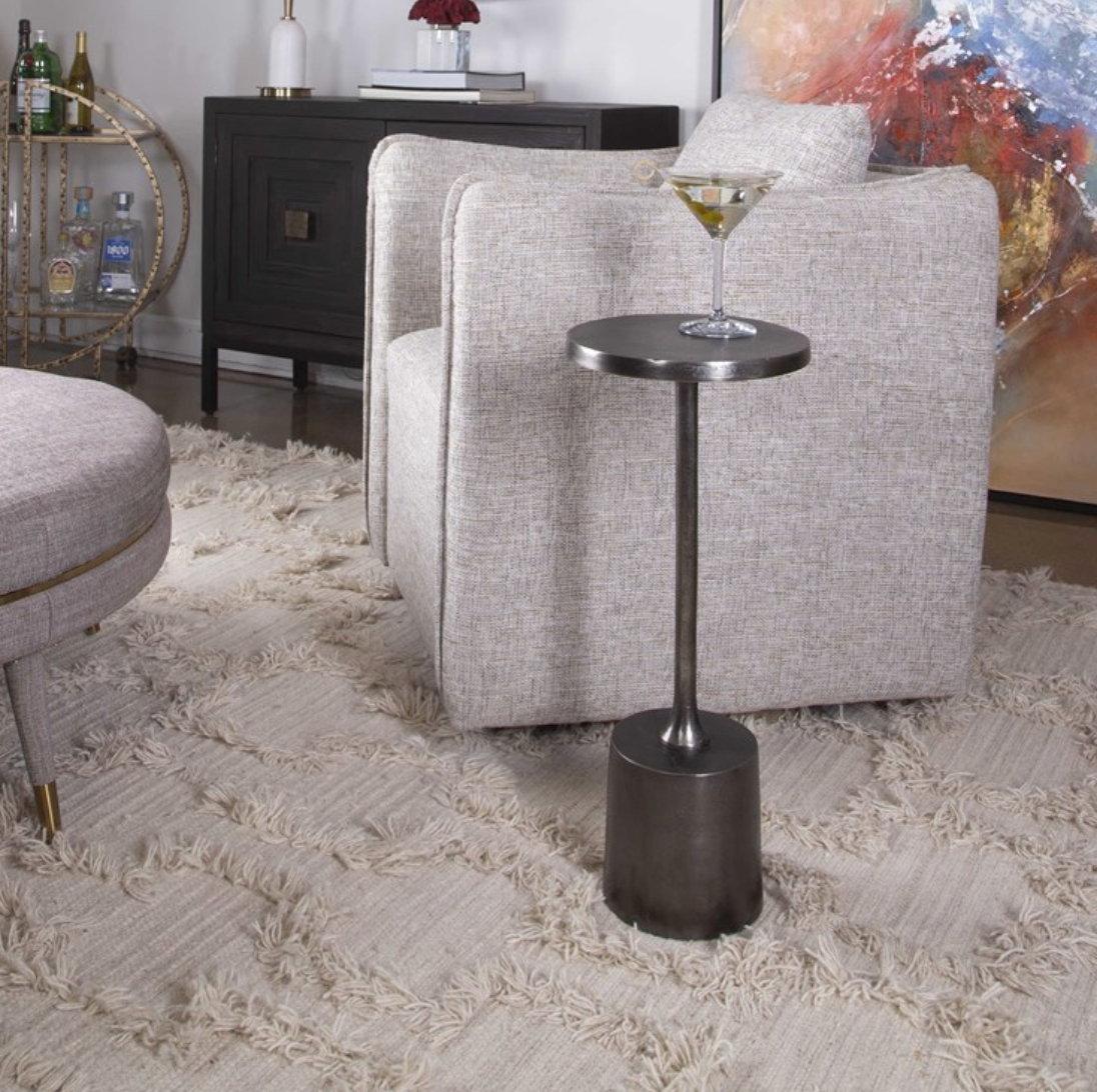 Drink Accent Table-Nickel