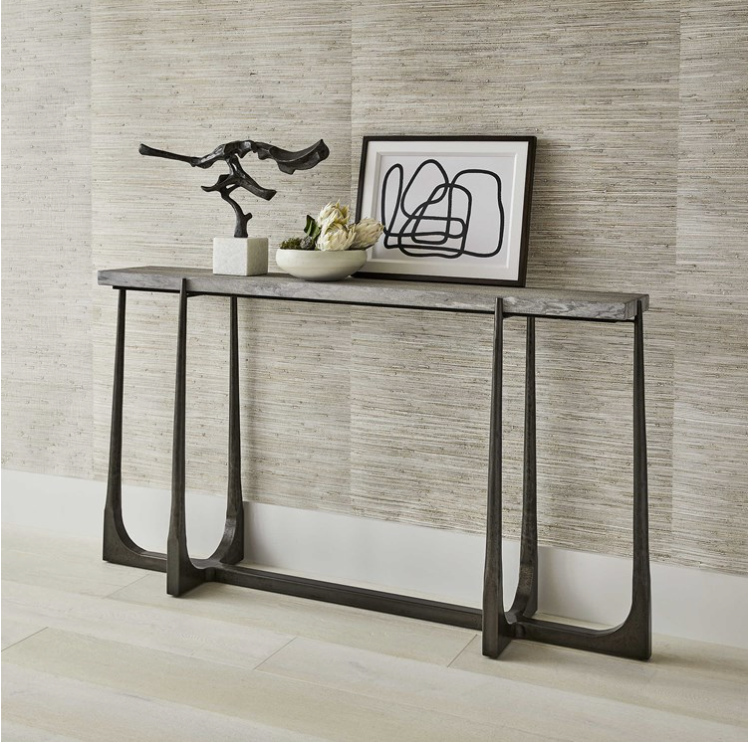 Tapered Steel and Marble Console Table
