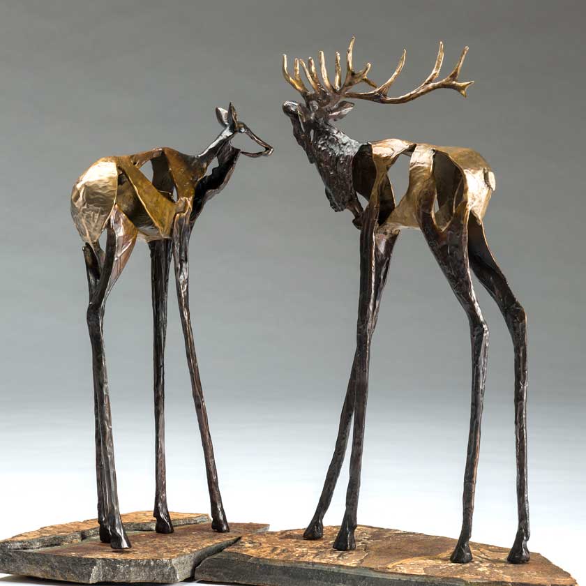 bronze sculpture by artist Sandy Graves of moose