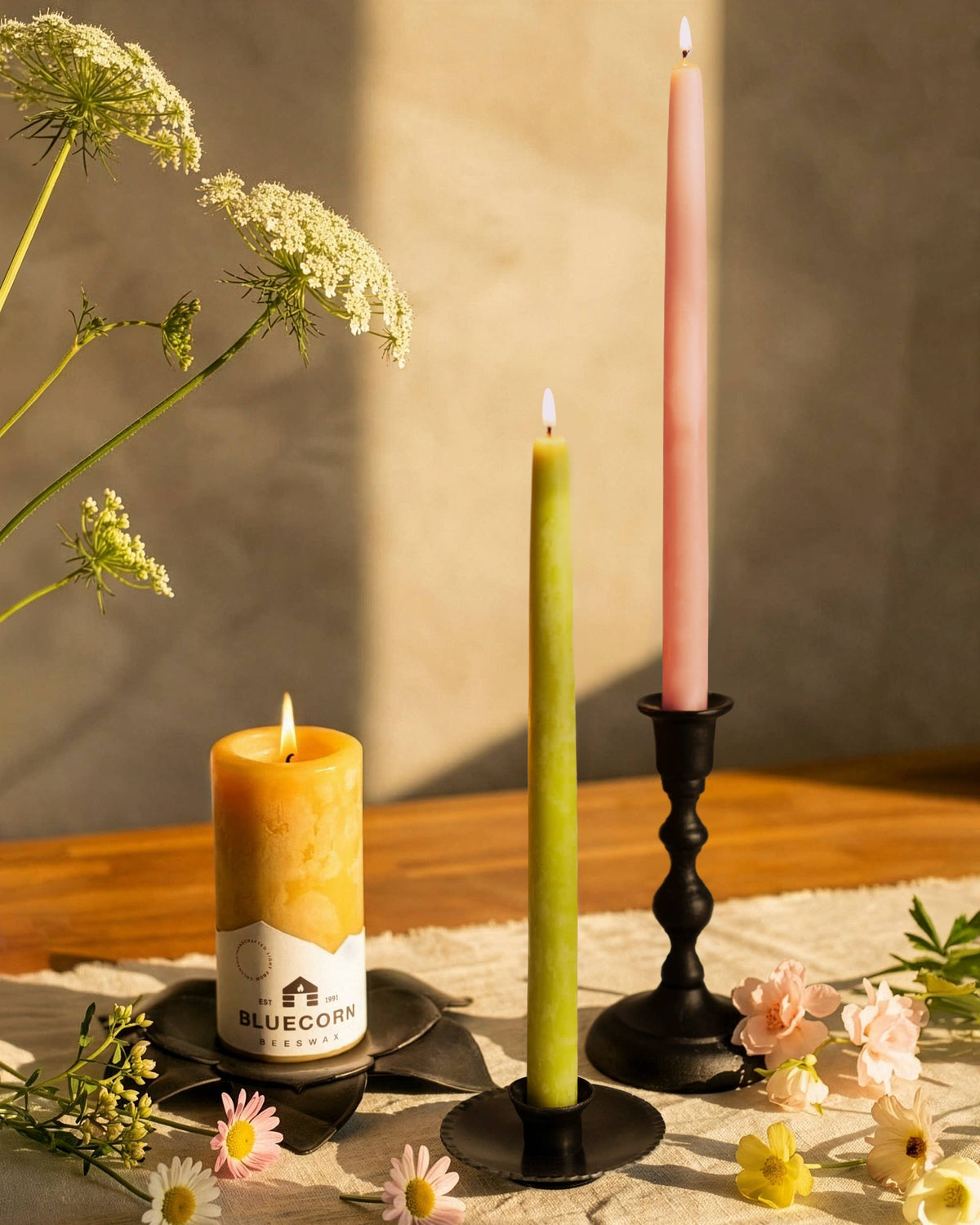 12" Beeswax Taper Candles
