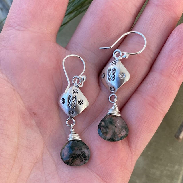 Ascension Dangle Earrings in Lichen