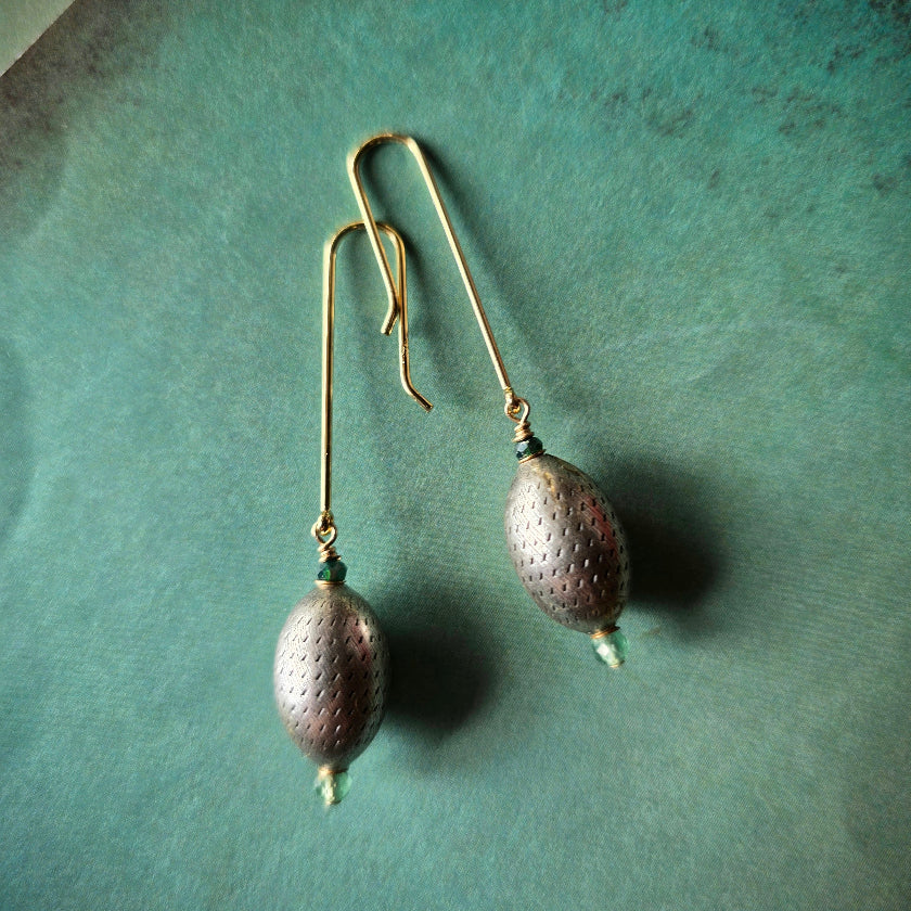 Dotted Vintage Silver And Crystal Earrings