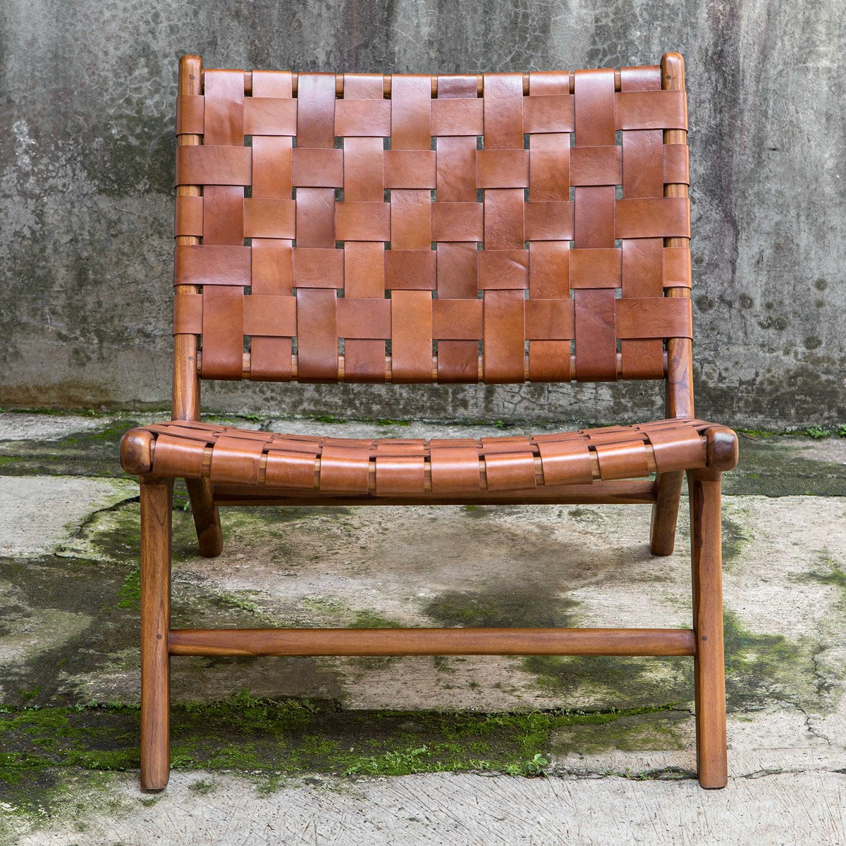 Basket Weave Leather Chair