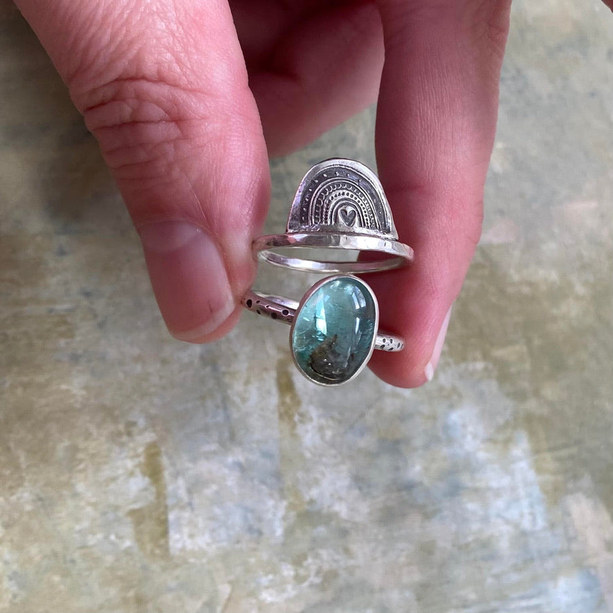 Green Apatite Ring Stack