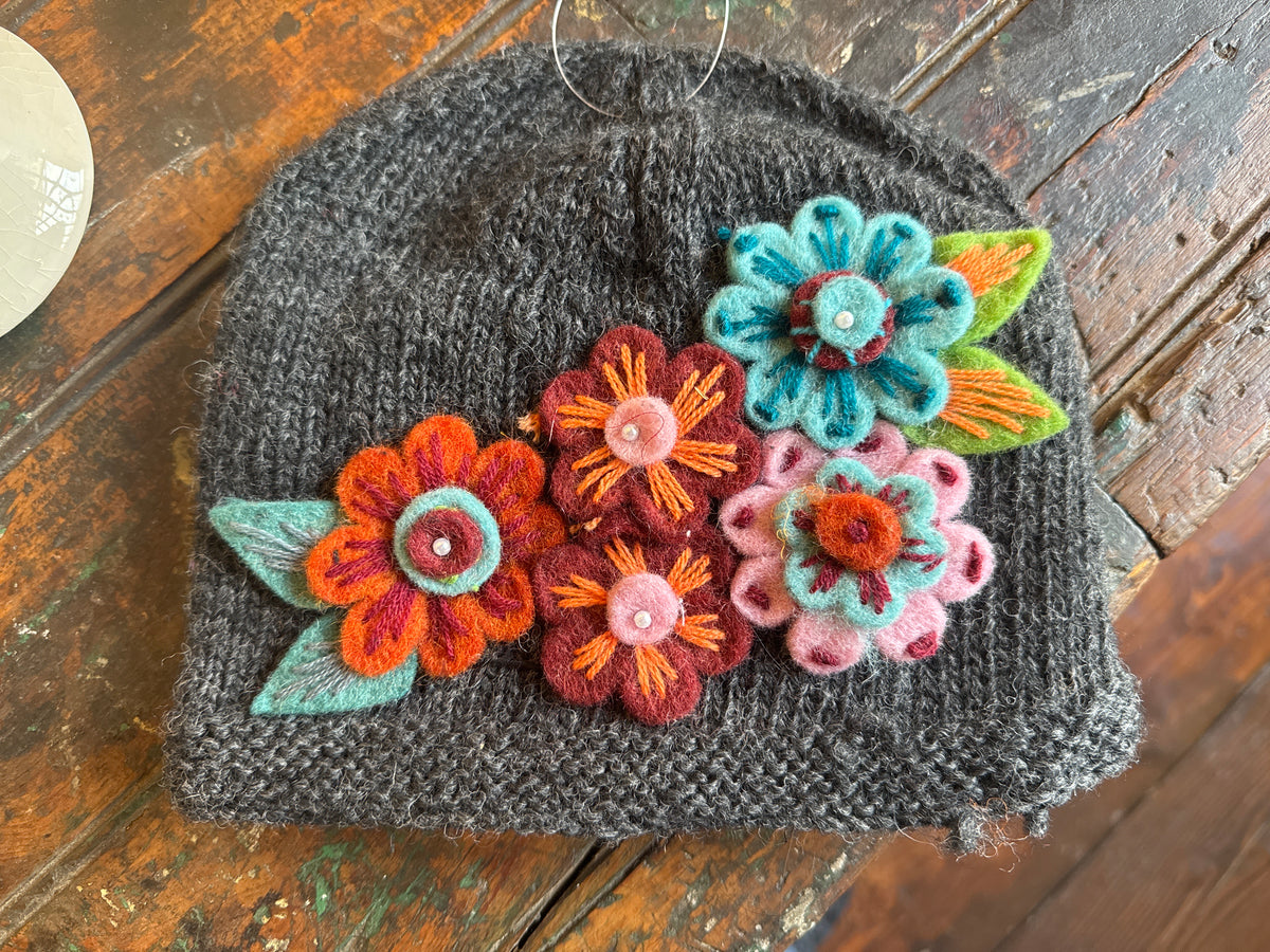 Beaded Rose Beanie