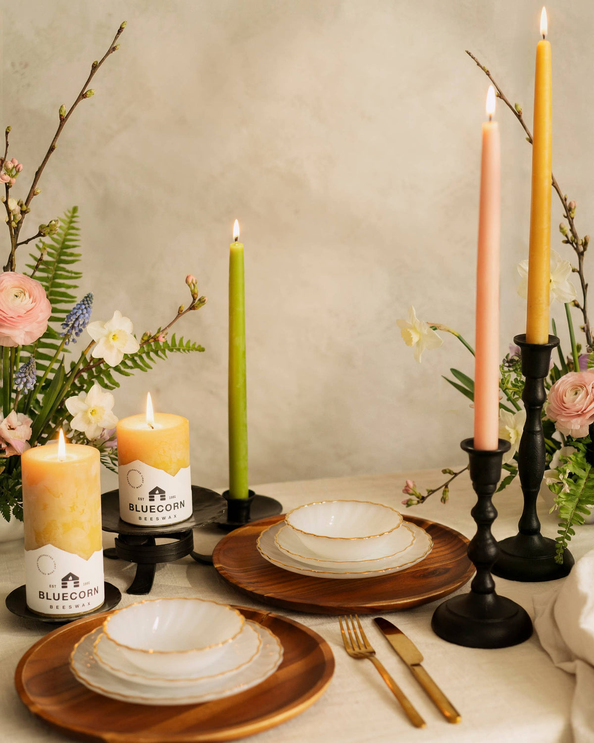 12" Beeswax Taper Candles