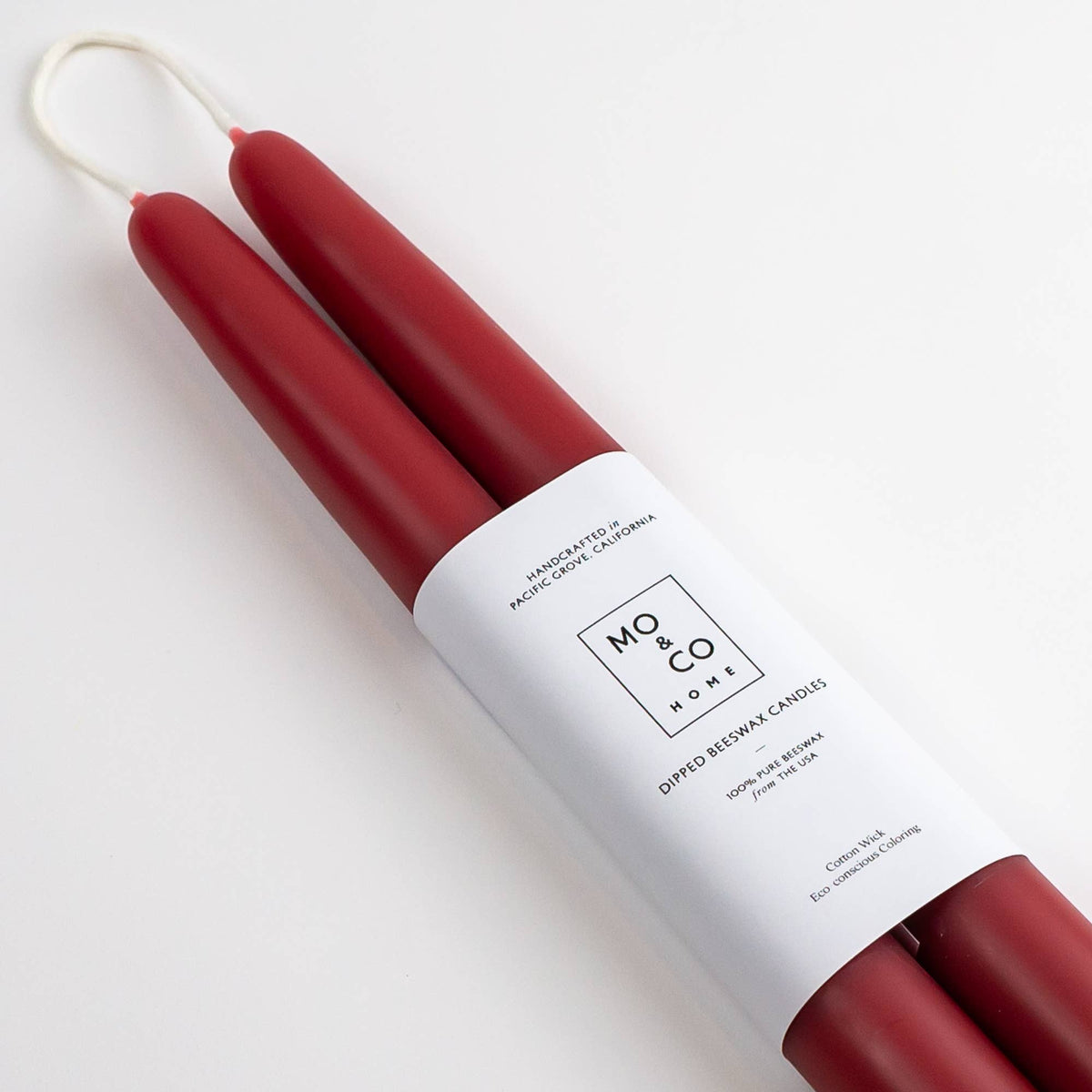10&quot;  Beeswax Dipped Candles | Berry Red