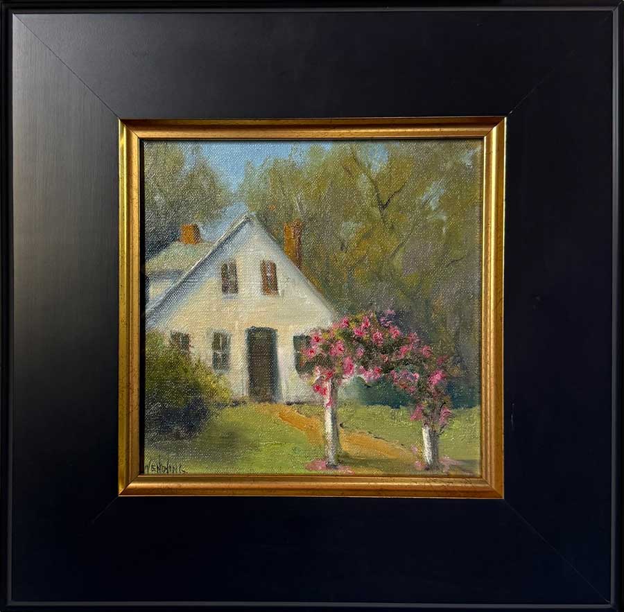 Cottage Rose Arbor -Oil Painting 8x8