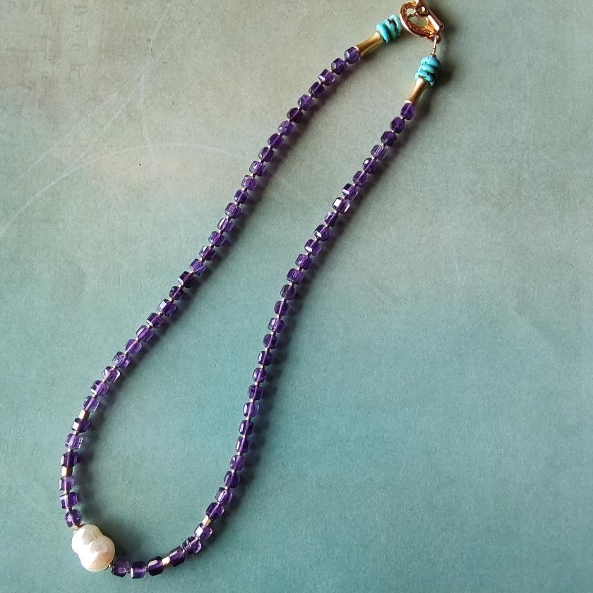 Amethyst and Pearl Necklace