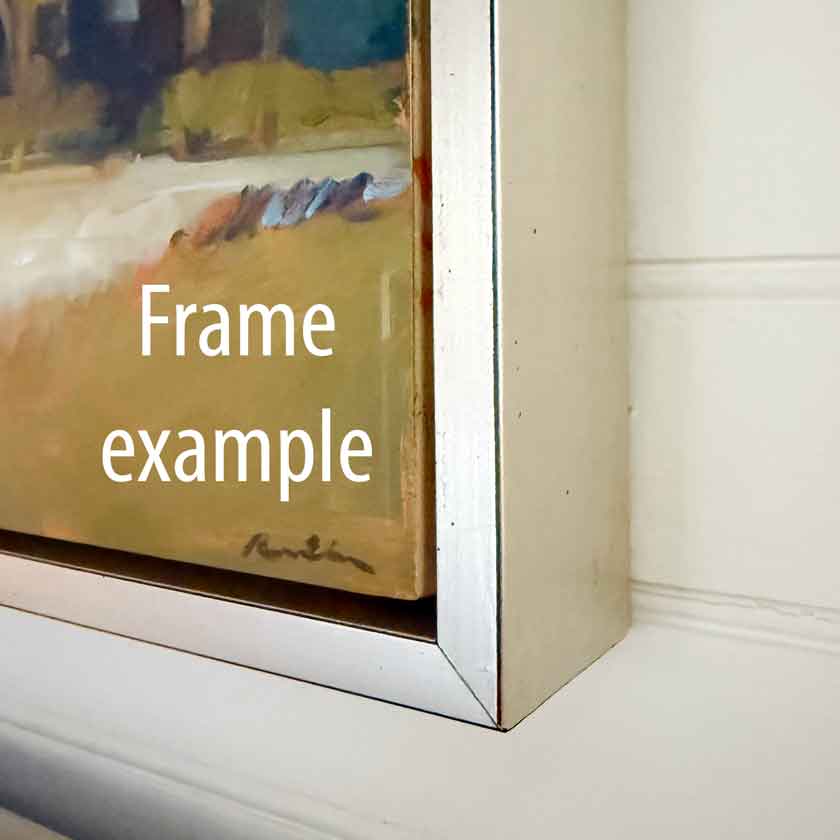 Detail of the silver floater frame used on Anne Besse-Shepherd's oil paintings