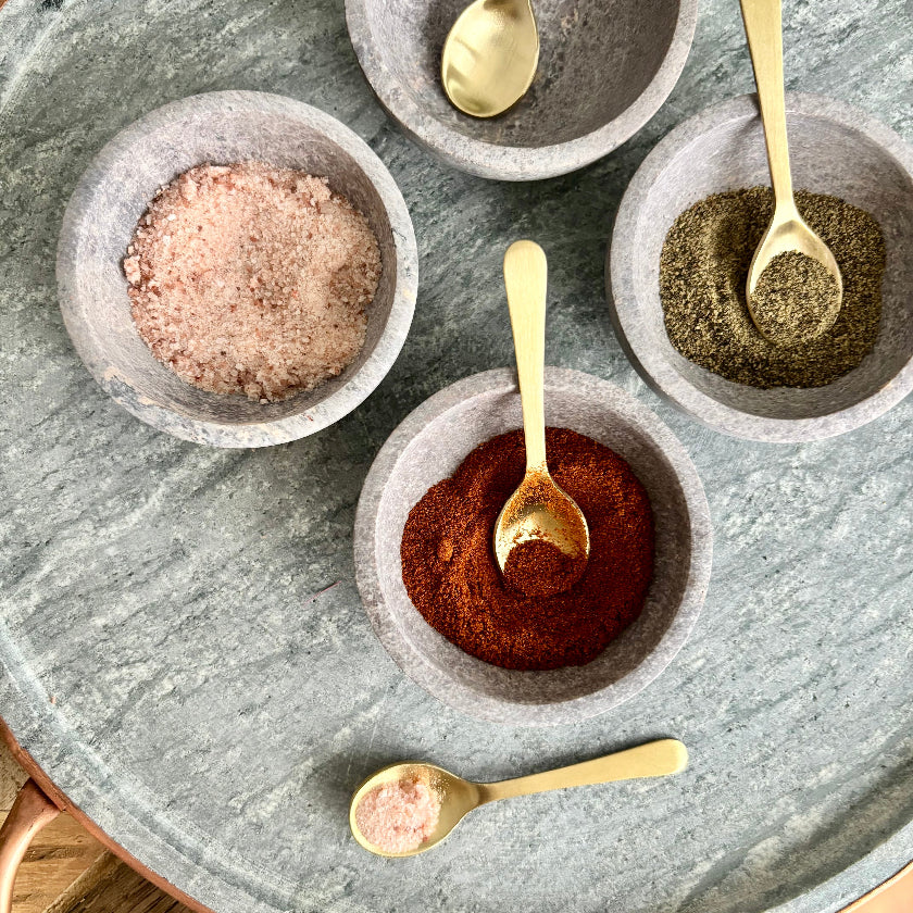 Soapstone Spice Dish With Brass Spoon