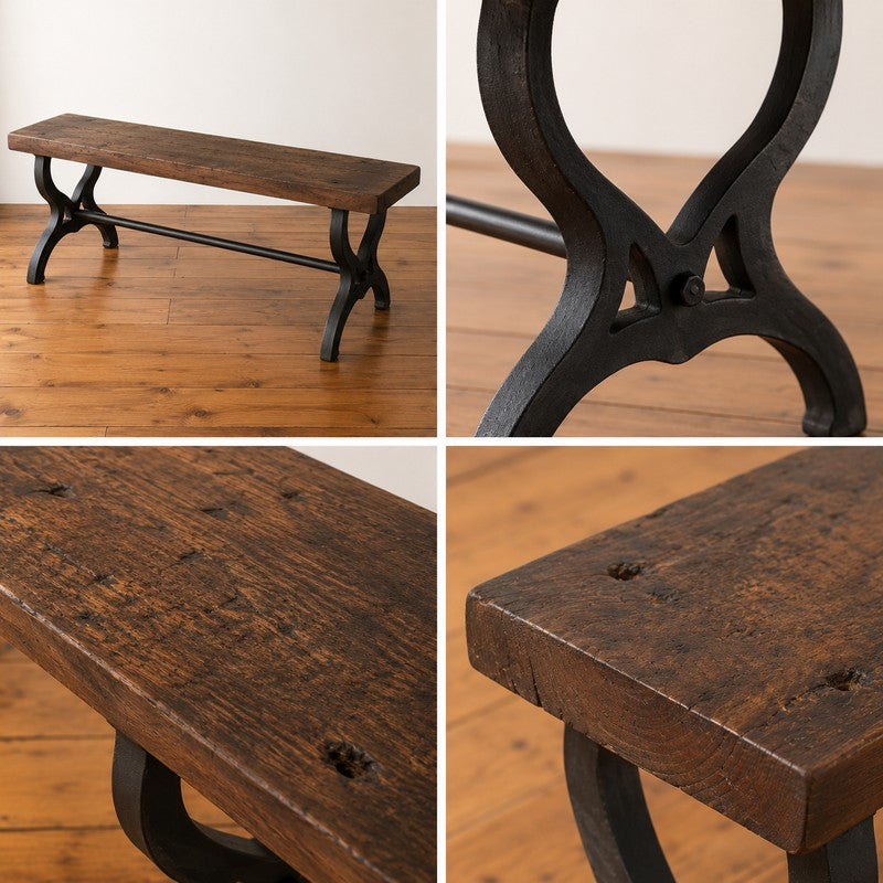 One-of-a-Kind Reclaimed Barn Wood Bench with Steel Legs | Handmade in Vermont