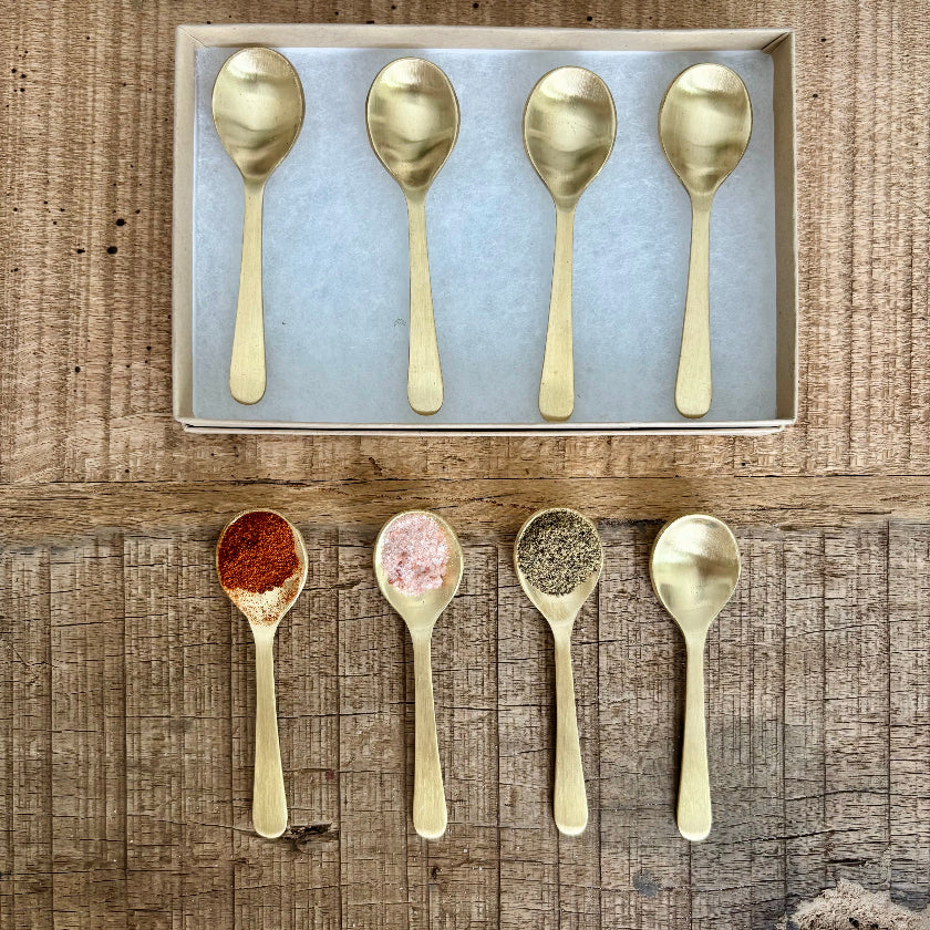 Handmade Solid Brass Spice Spoons-Set of 4