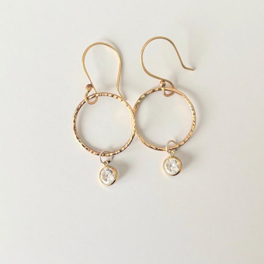 Cubic Zirconia Gold Circle Earrings