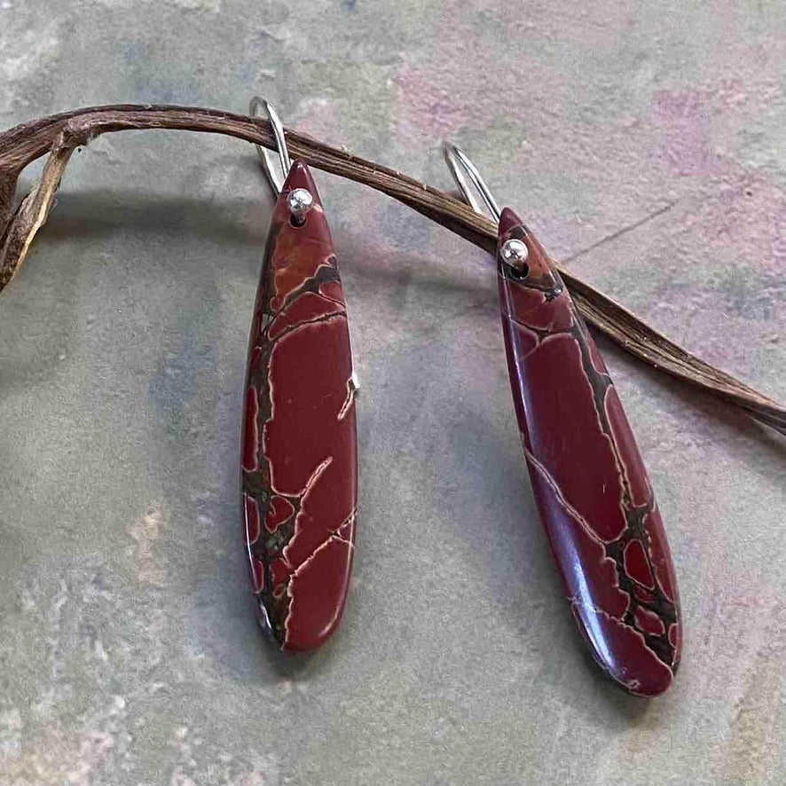 Red Creek Jasper Dangle Earrings in Vermillion