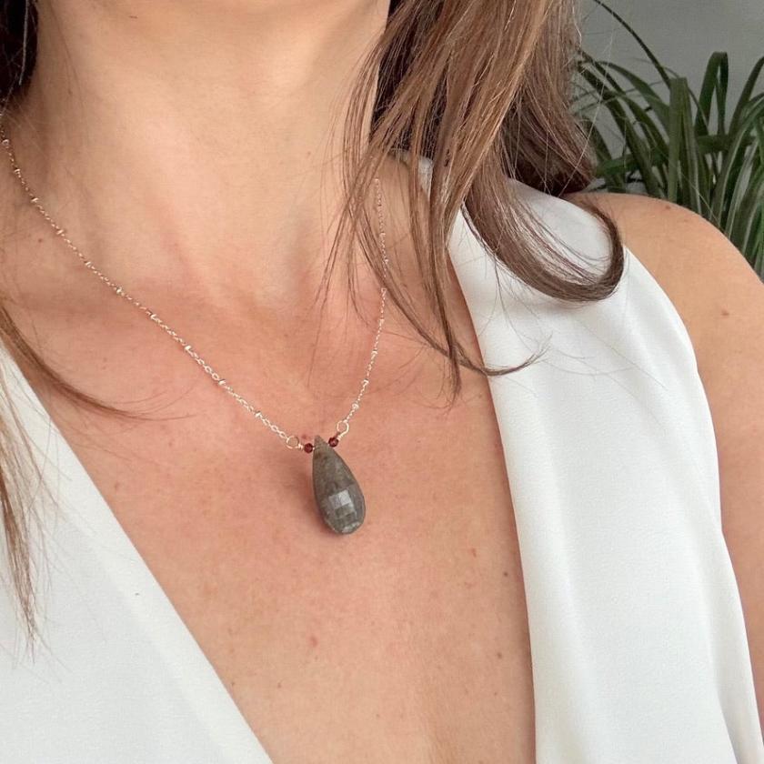 handmade in vermont, Faceted Labradorite Necklace