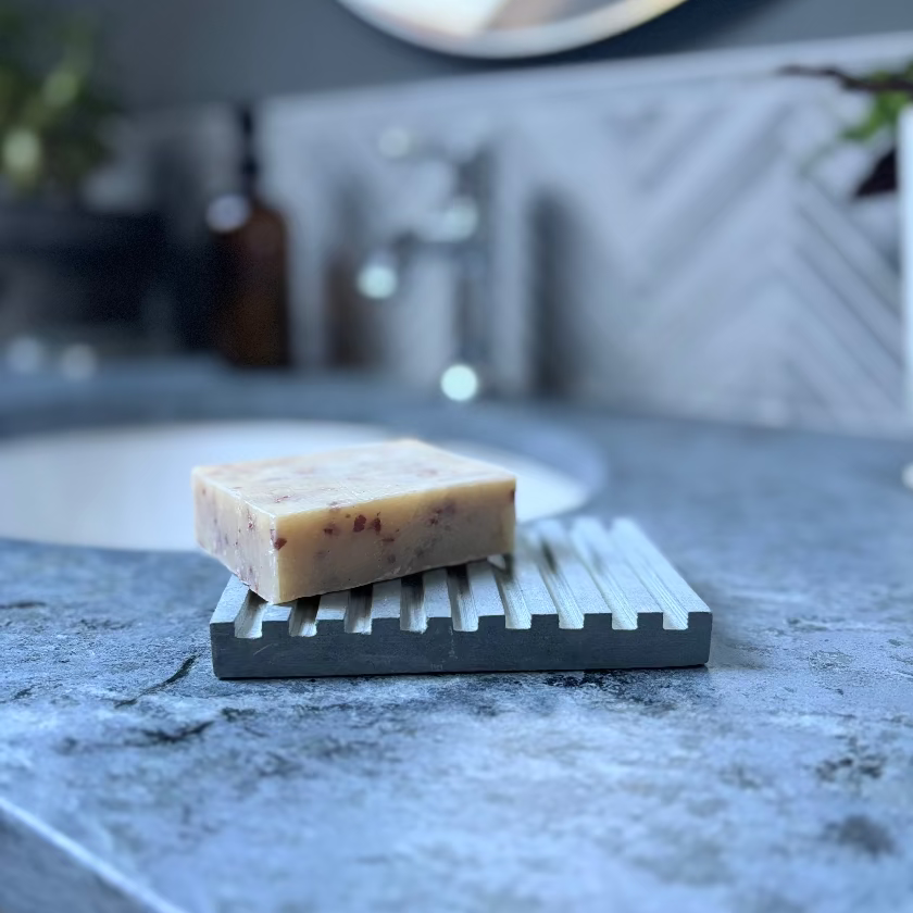 Soapstone  Grooved Rectangle Soap Dish