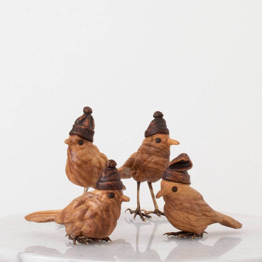 Snow Birds -Hardwood Bird Sculpture