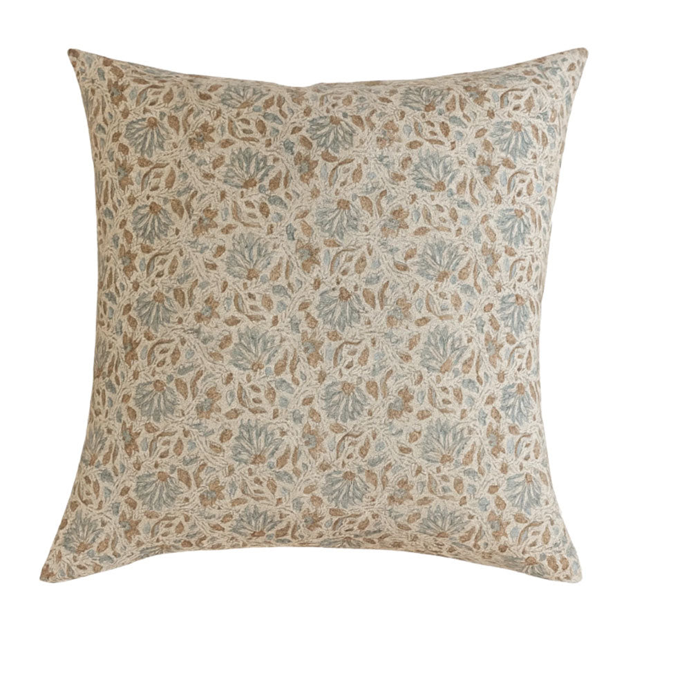 Decorative pillow with floral pattern on a white background