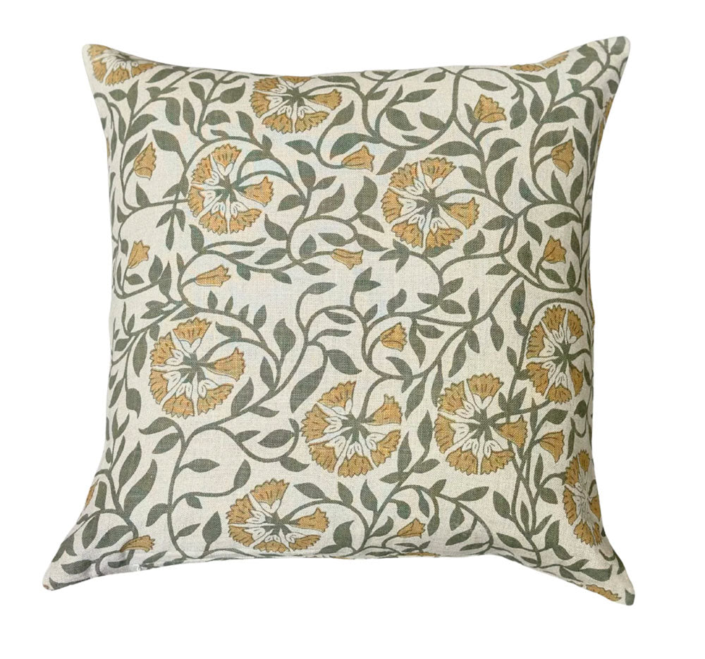 Decorative pillow with floral pattern on a white background