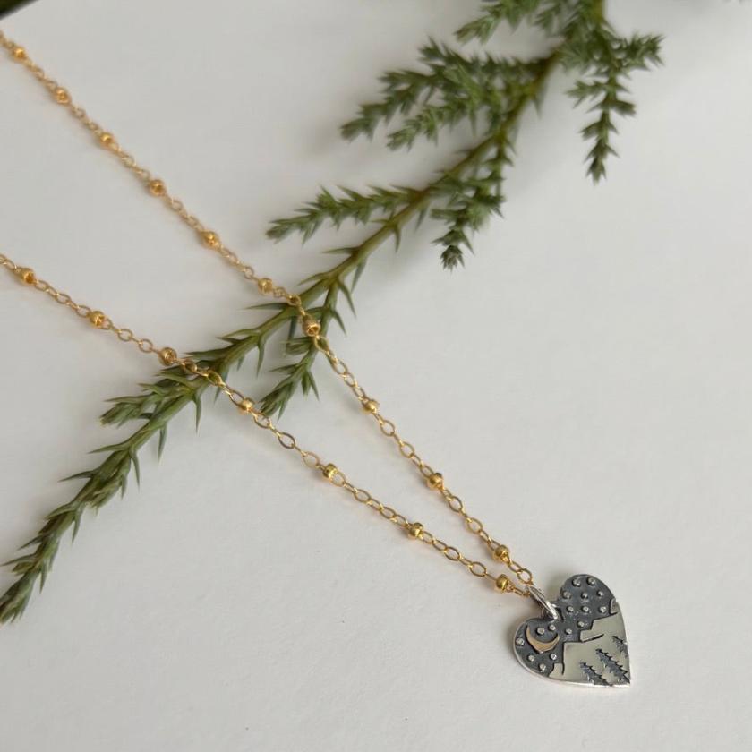 Mountain. heart necklace made in vermont