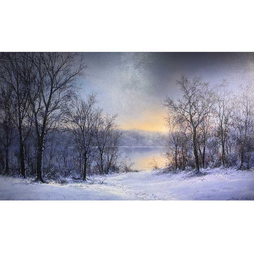 Tranquility of Winter's Morning Light -Oil Painting 30x60
