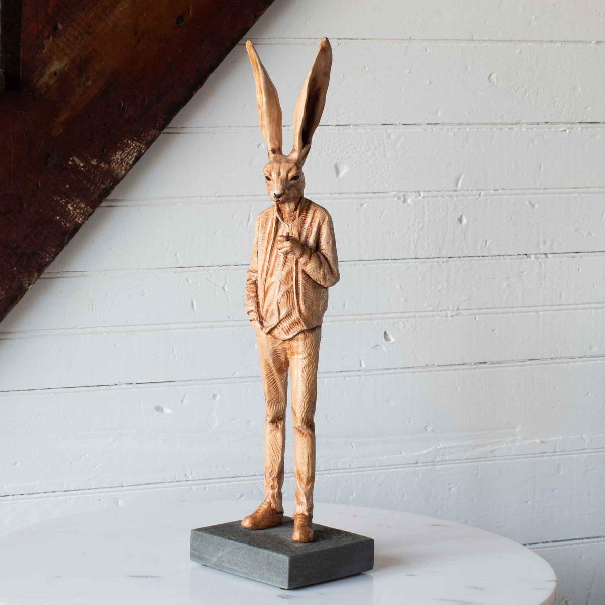 "James" Hip Rabbit -Hardwood Rabbit Sculpture