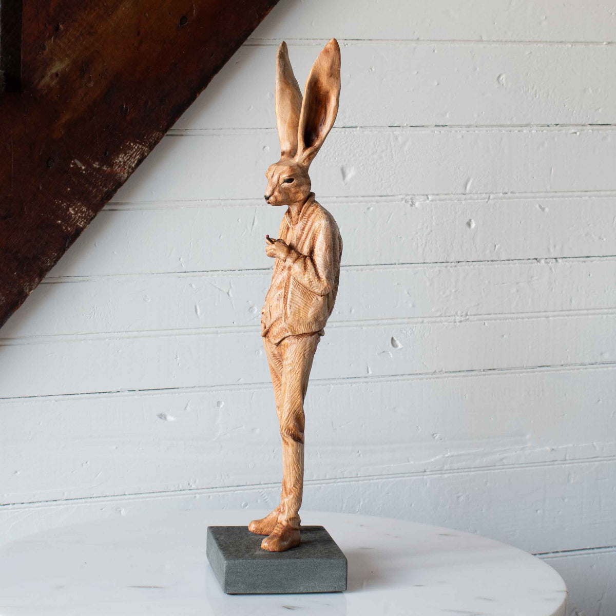 "James" Hip Rabbit -Hardwood Rabbit Sculpture