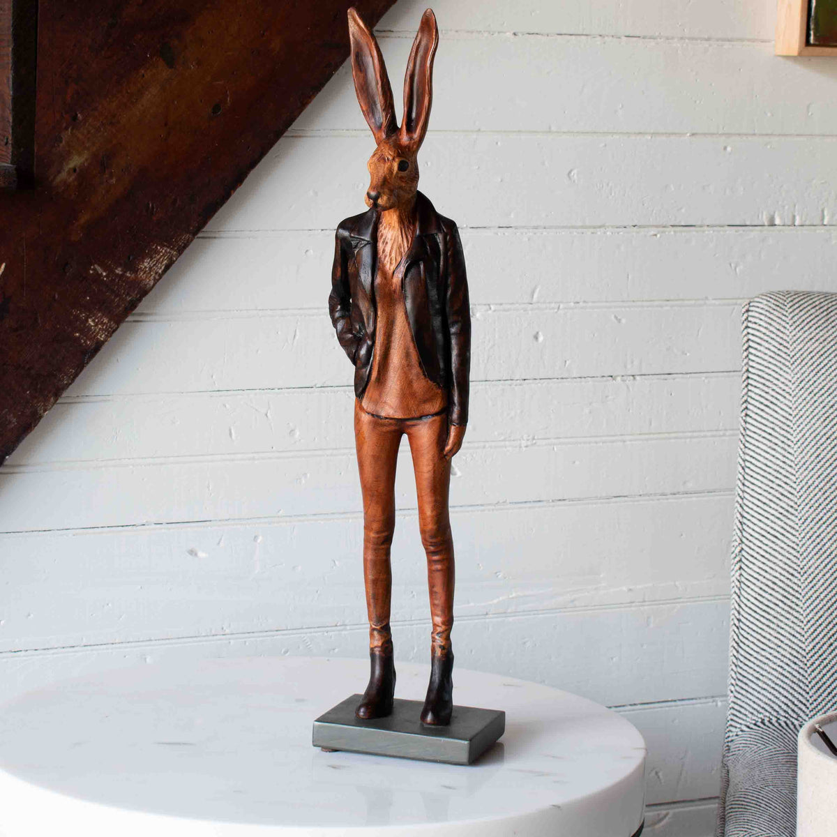 "Mason" Hip Rabbit -Hardwood Rabbit Sculpture