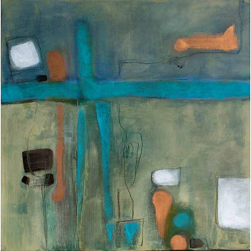 abstract mixed media painting by artist Katrin Waite