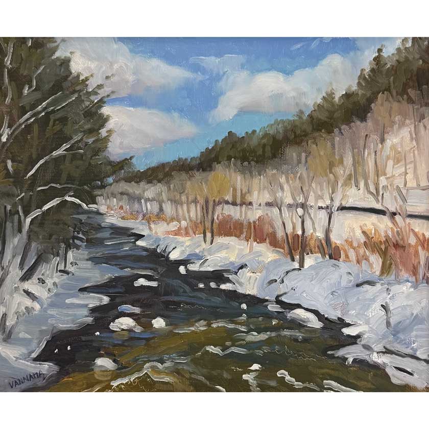 painting of fly fishing  spot on Black River Vermont