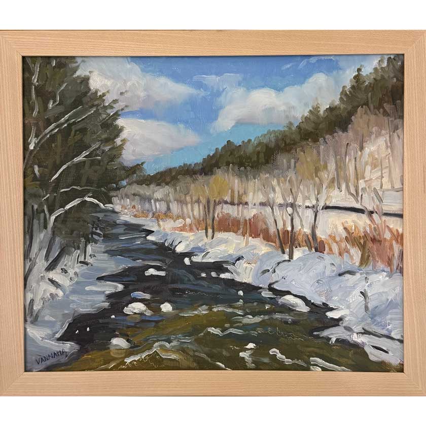 painting of fly fishing  spot on Black River Vermont