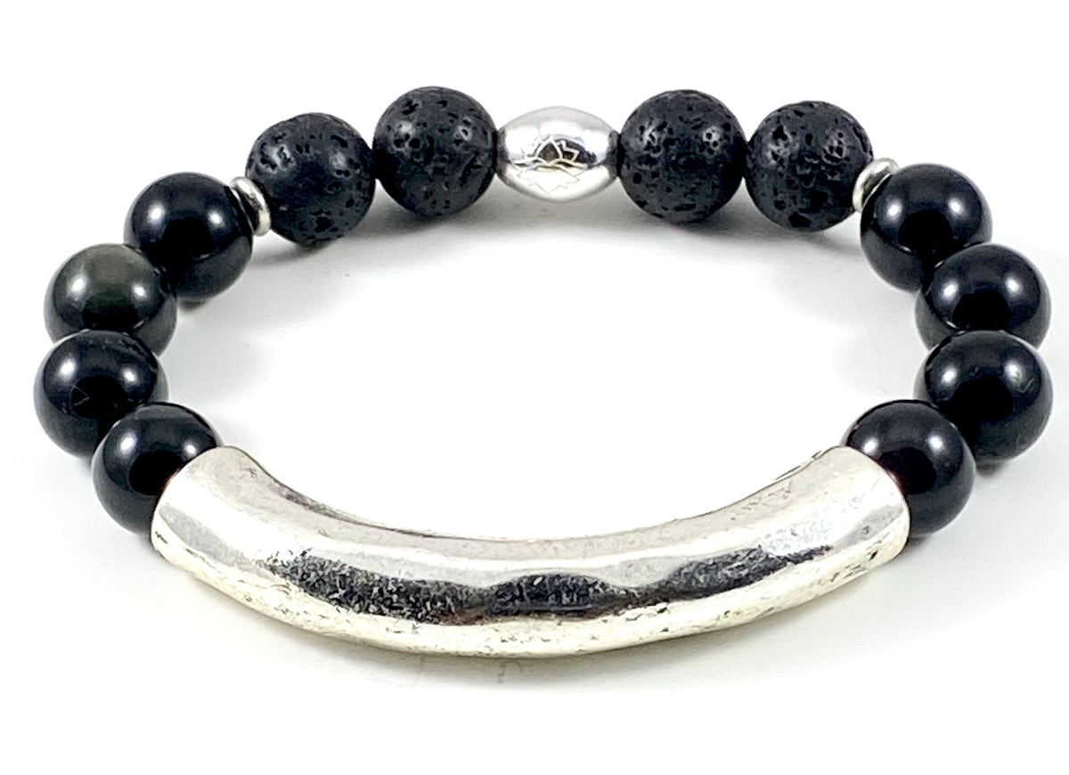 Curved Black Onyx Aromatherapy Diffuser Bracelet