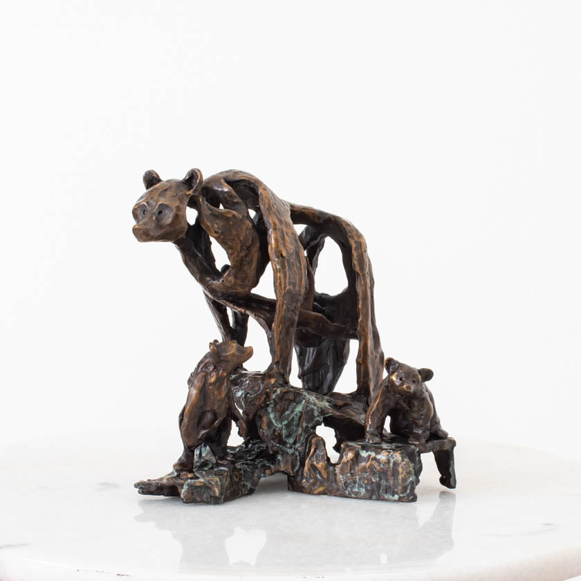 bronze bear sculpture by artist Sandy Graves