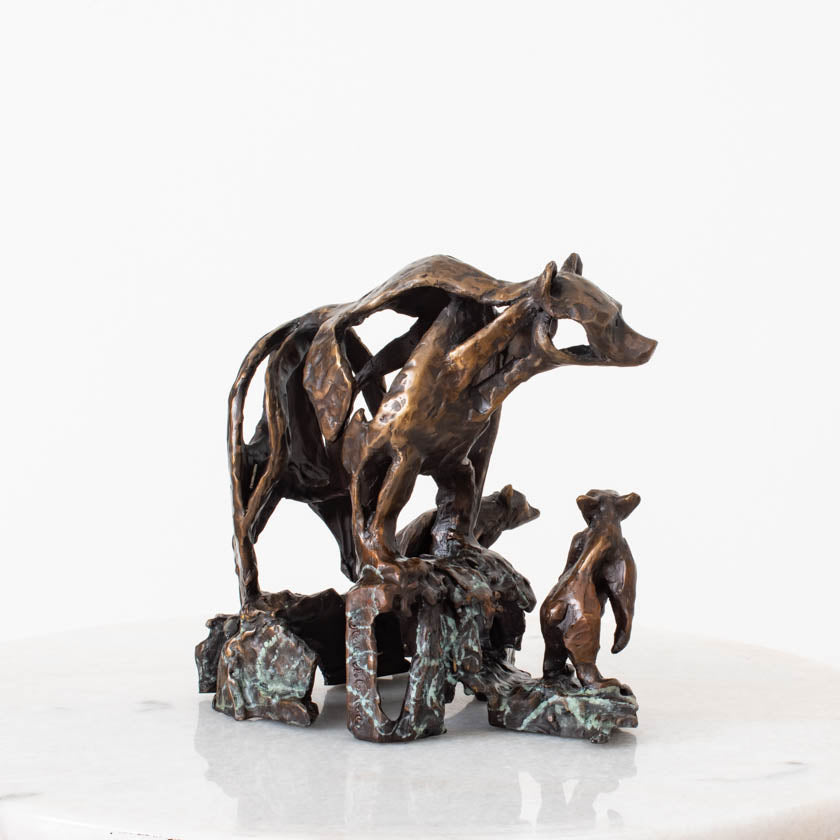 bronze bear sculpture by artist Sandy Graves