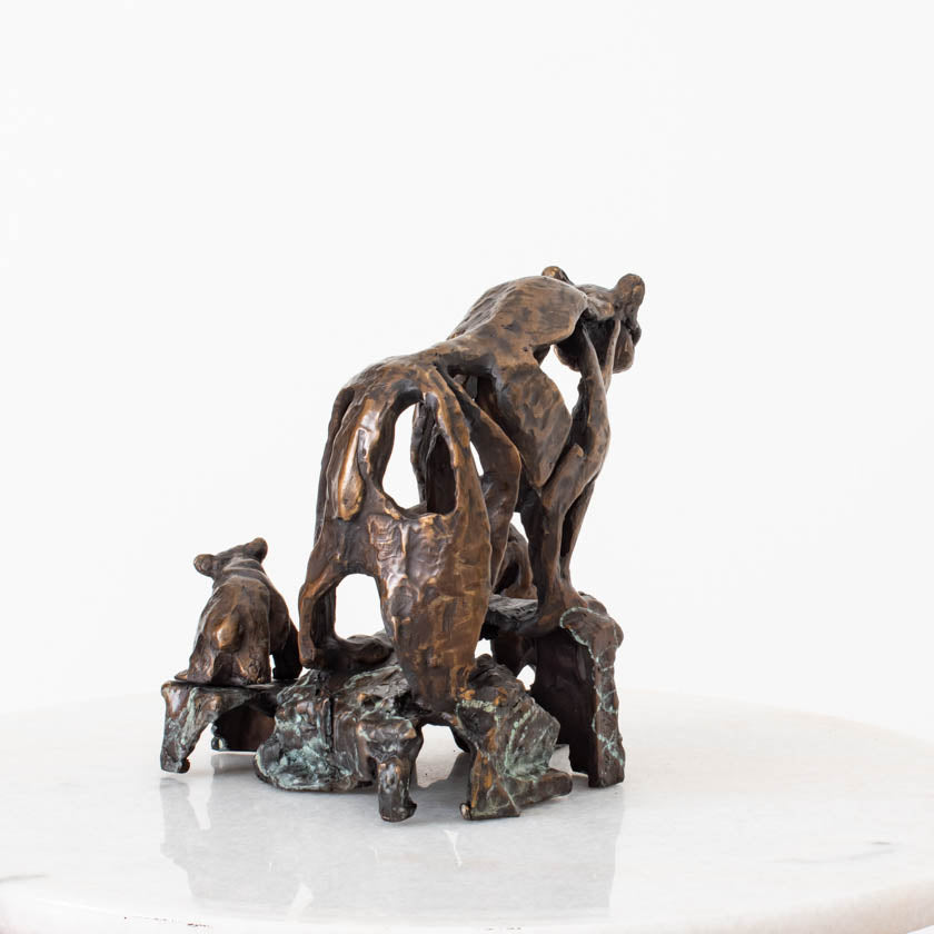 bronze bear sculpture by artist Sandy Graves