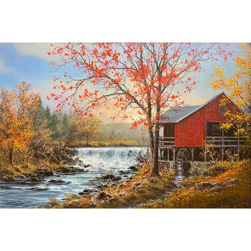 Weston Mill-Vermont landscape oil painting by Sanh Ho Han