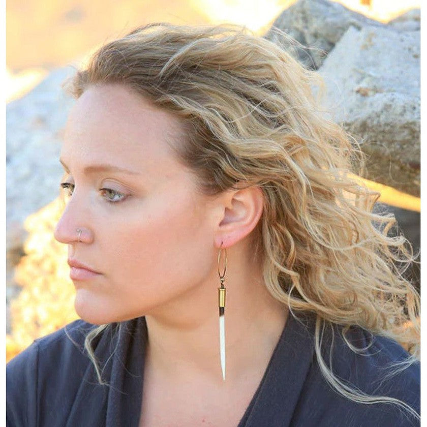 African Porcupine Quill Hoop Earrings