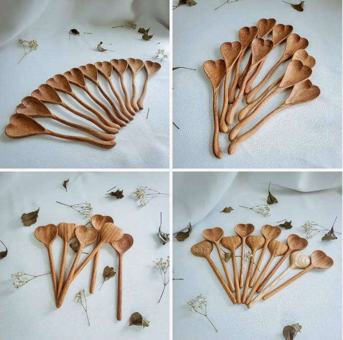 Hand-Carved Wiggle Wooden Heart Spoon