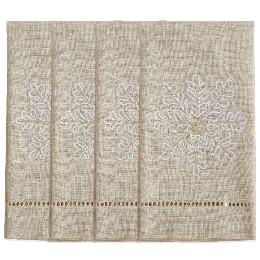 Textile Napkins with embroidered snowflake 