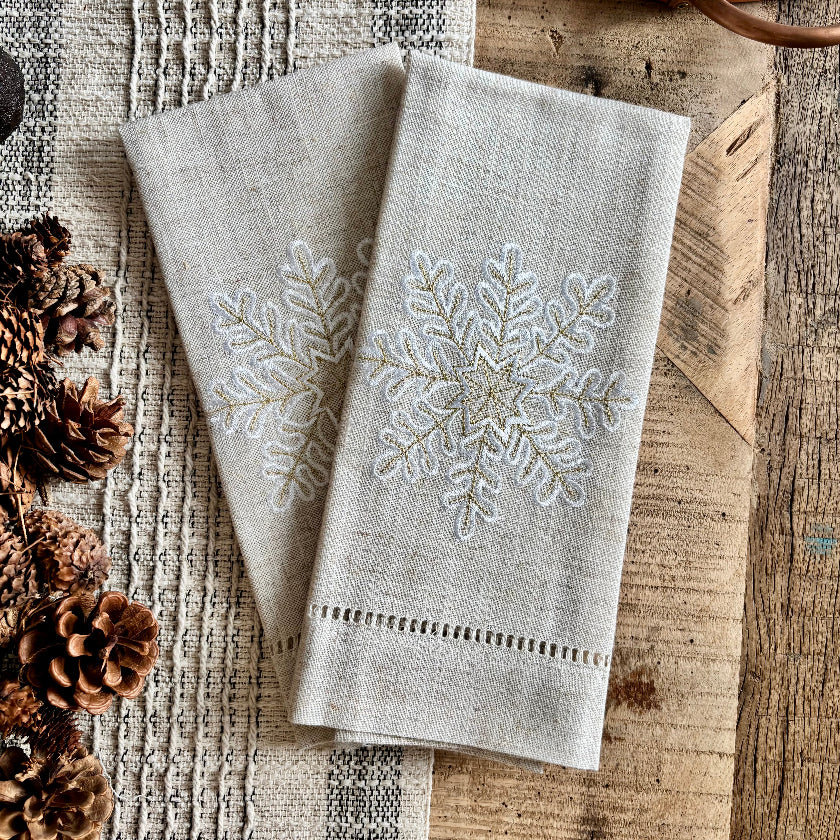 Embroidered  Snowflake Napkins- Set of 4