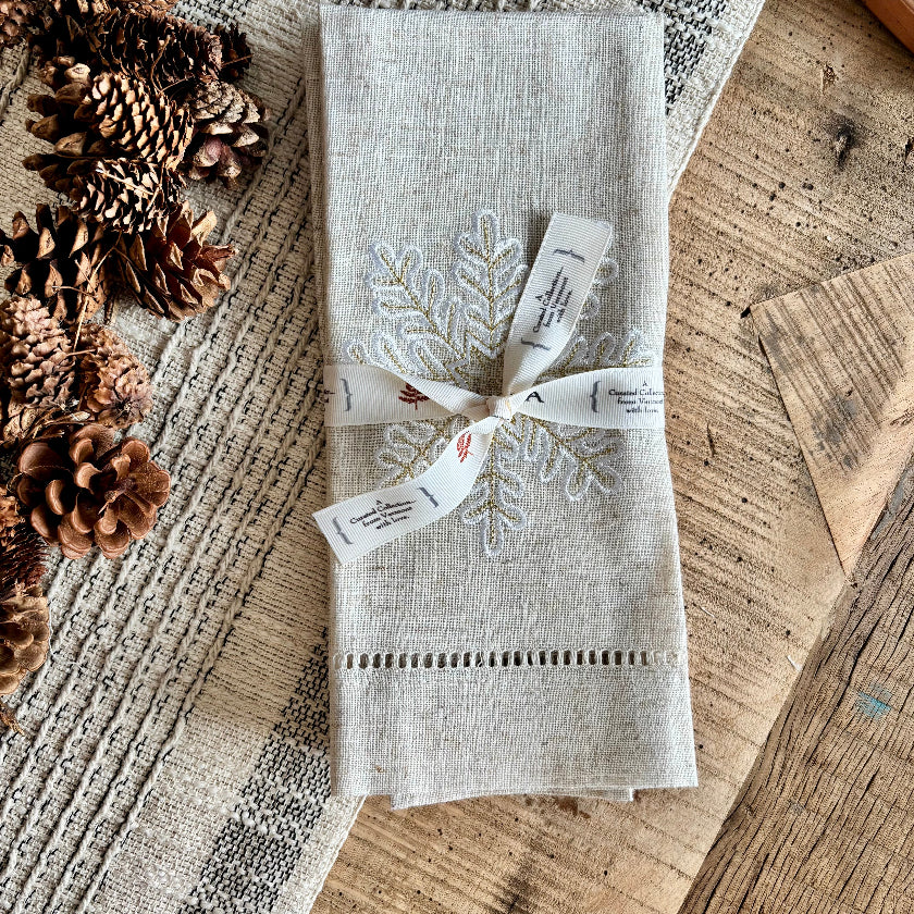 Embroidered  Snowflake Napkins- Set of 4