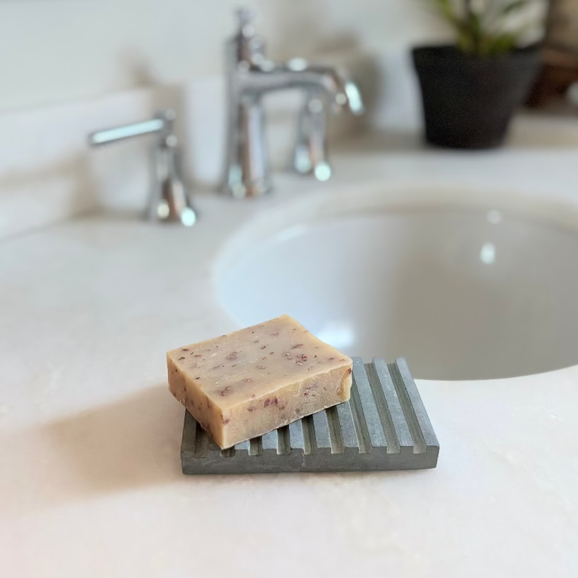 Soapstone  Grooved Rectangle Soap Dish