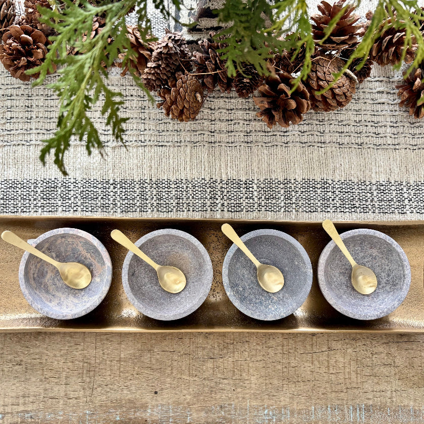 Soapstone Spice Dish With Brass Spoon