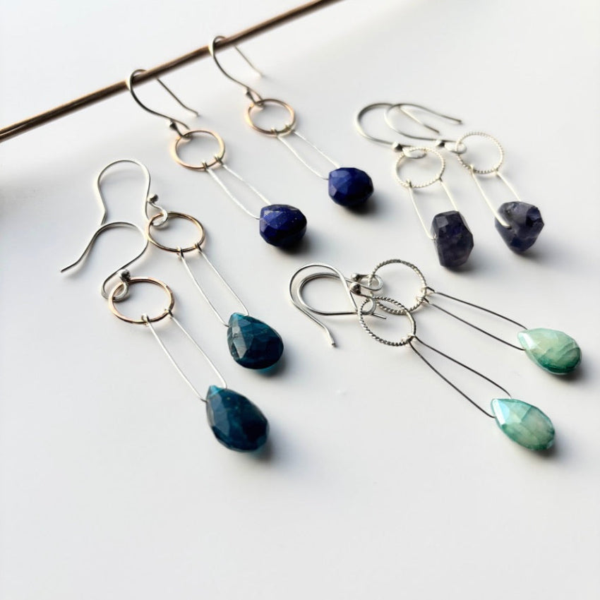 Mixed metal gemstone earrings