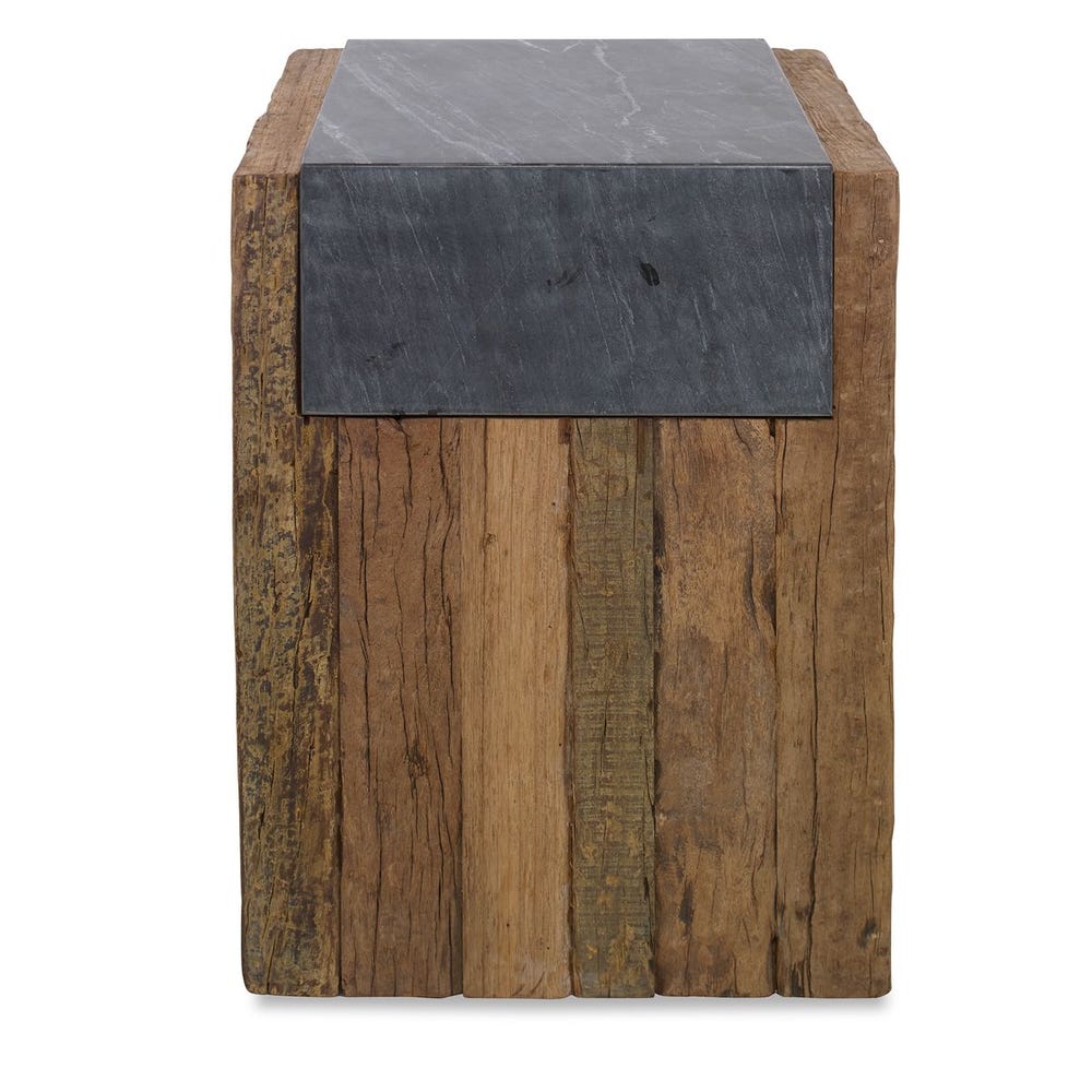 Reclaimed Wood & Black Marble Table
