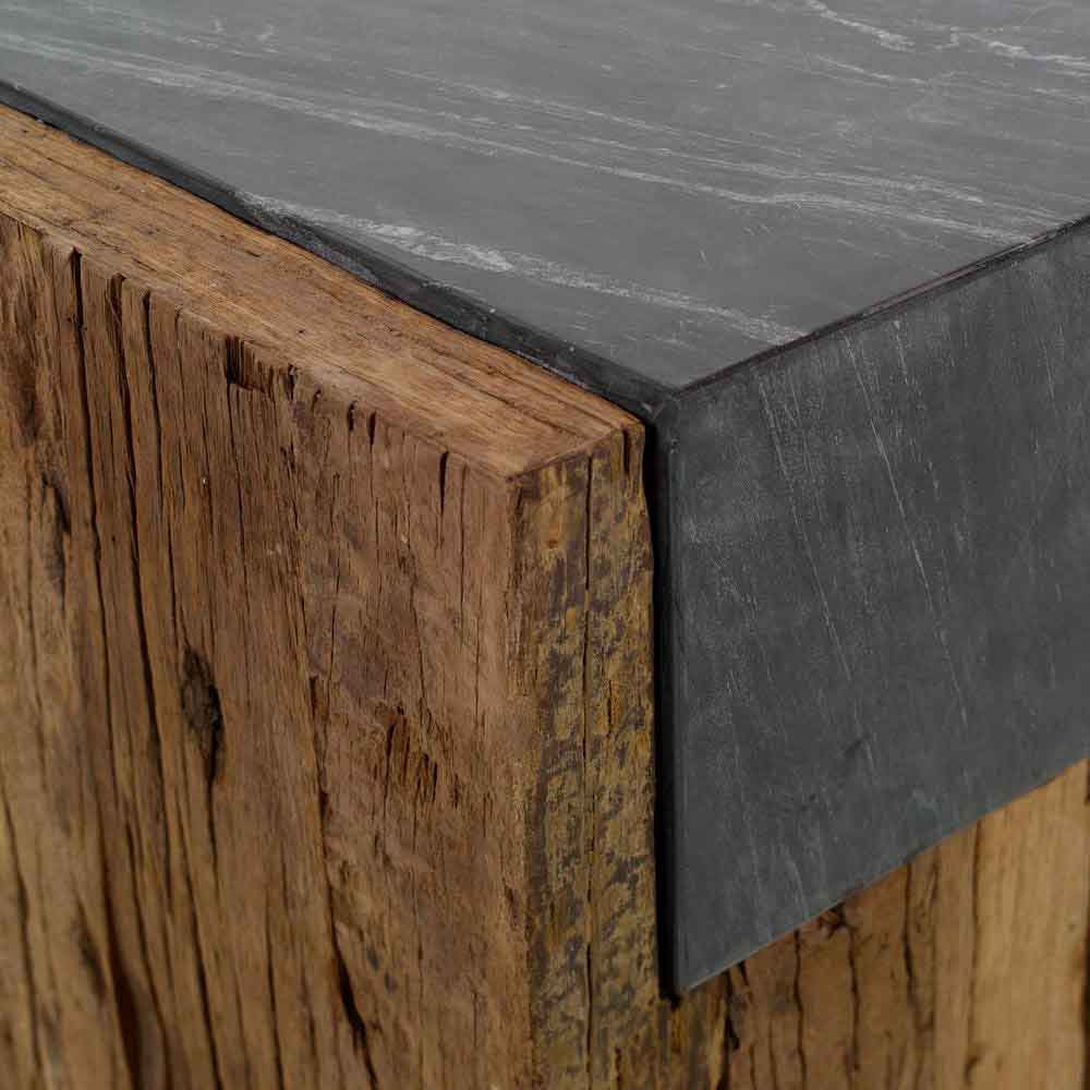 Reclaimed Wood & Black Marble Table