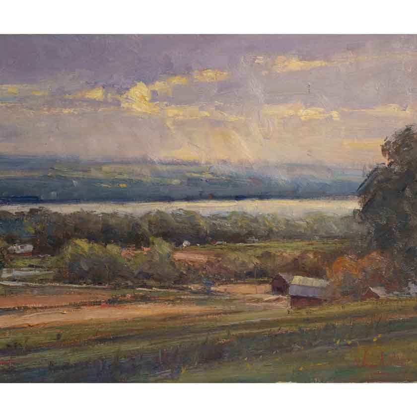Plein-air painting of Vermont landscape by George Van Hook